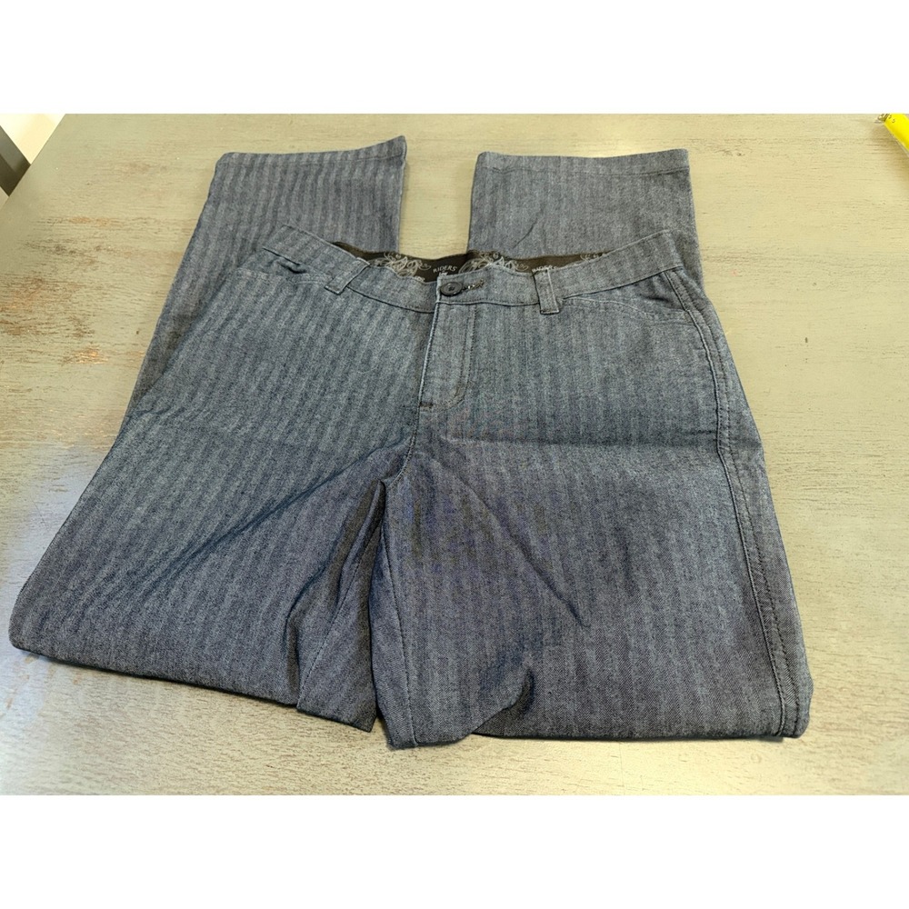 Riders by Lee Womens 8P Straight Leg Pants Blue Herringbone W36JN79 Petite